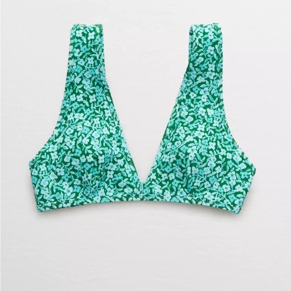 Aerie wide strap plunge bikini green floral - Picture 2 of 11